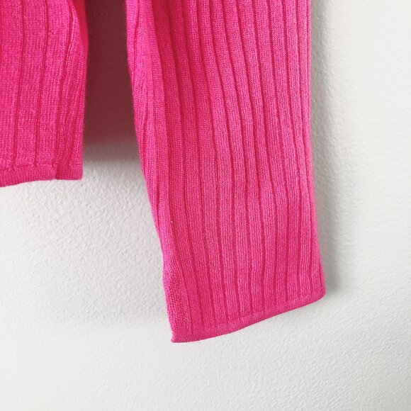Tahari 100% Extra Fine Merino Wool ribbed mock neck sweater XL pink shirt - Picture 7 of 13